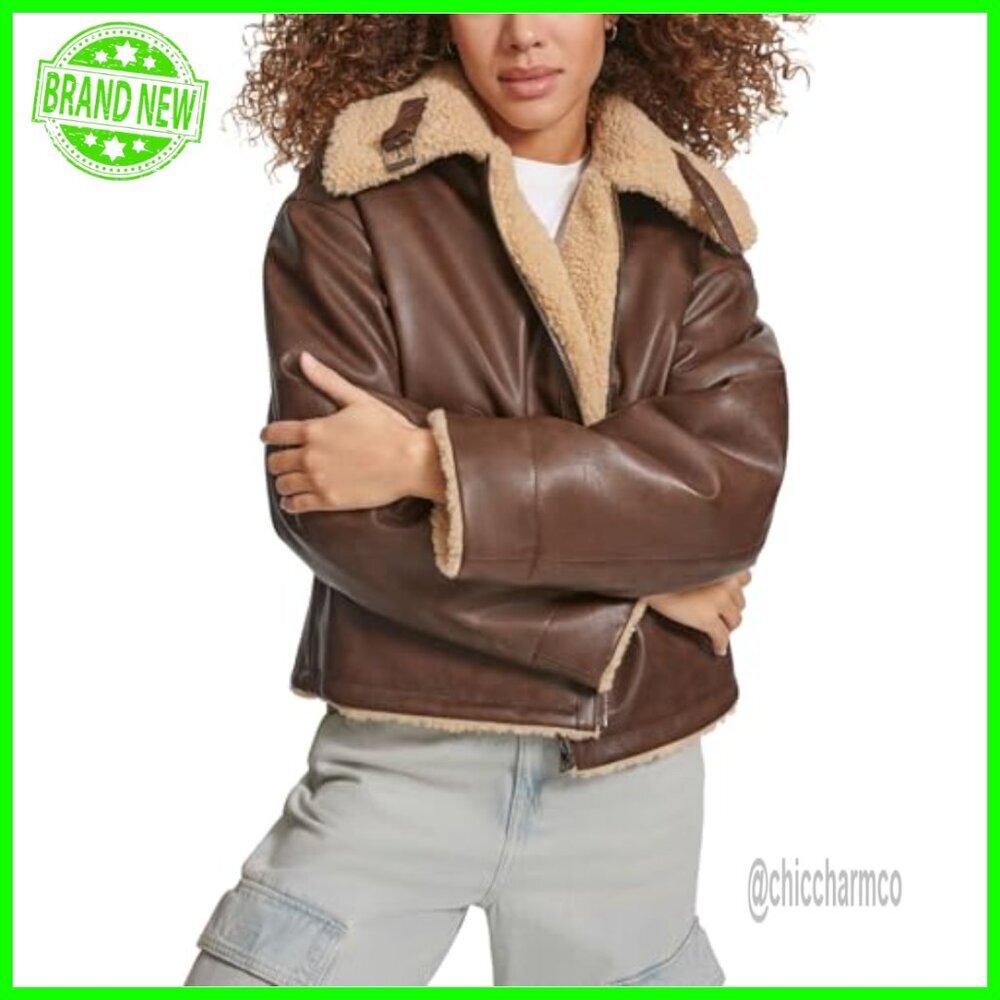 Reversible Sherpa Faux Leather Jacket, Size Small, Two Looks in One - Picture 5 of 6